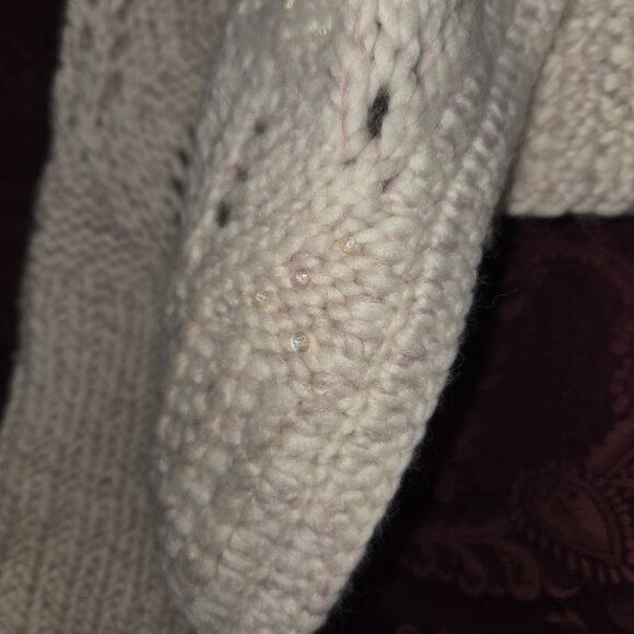 Anthropologie Hand Knit by Dollie Ivory Sequin Wool Knit Cardigan Women Size XL - Picture 3 of 9